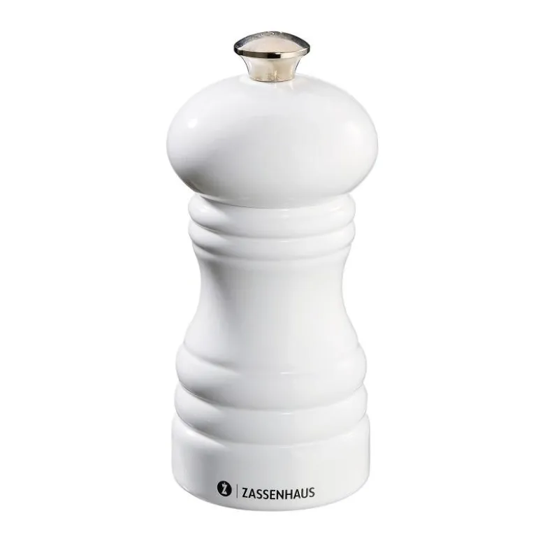 Zassenhaus Berlin kiiltävä valkoinen suolamylly 12cm