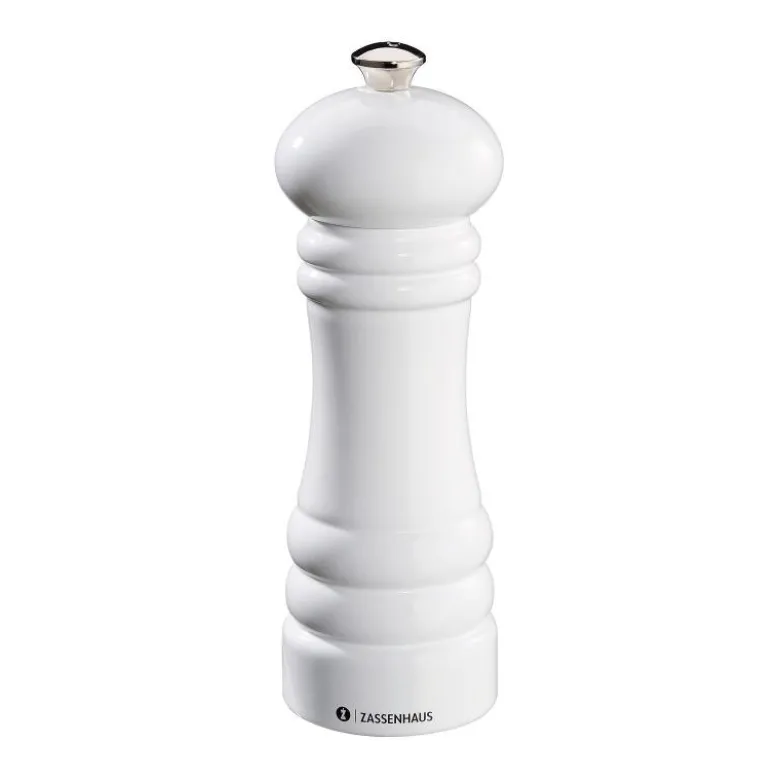 Zassenhaus Berlin kiiltävä valkoinen suolamylly 18cm